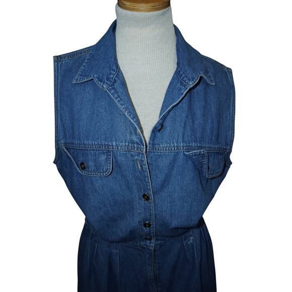 Vintage St. John's Bay Denim Romper – Size 14 M – 100% Cotton Button-Up Playsuit - Picture 3 of 11